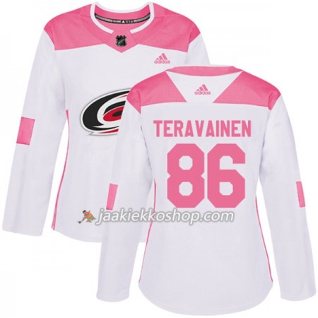Nainen NHL Carolina Hurricanes Pelipaita Teuvo Teravainen 86 Adidas 2017-2018 Valkoinen Vaaleanpunainen Fashion Authentic